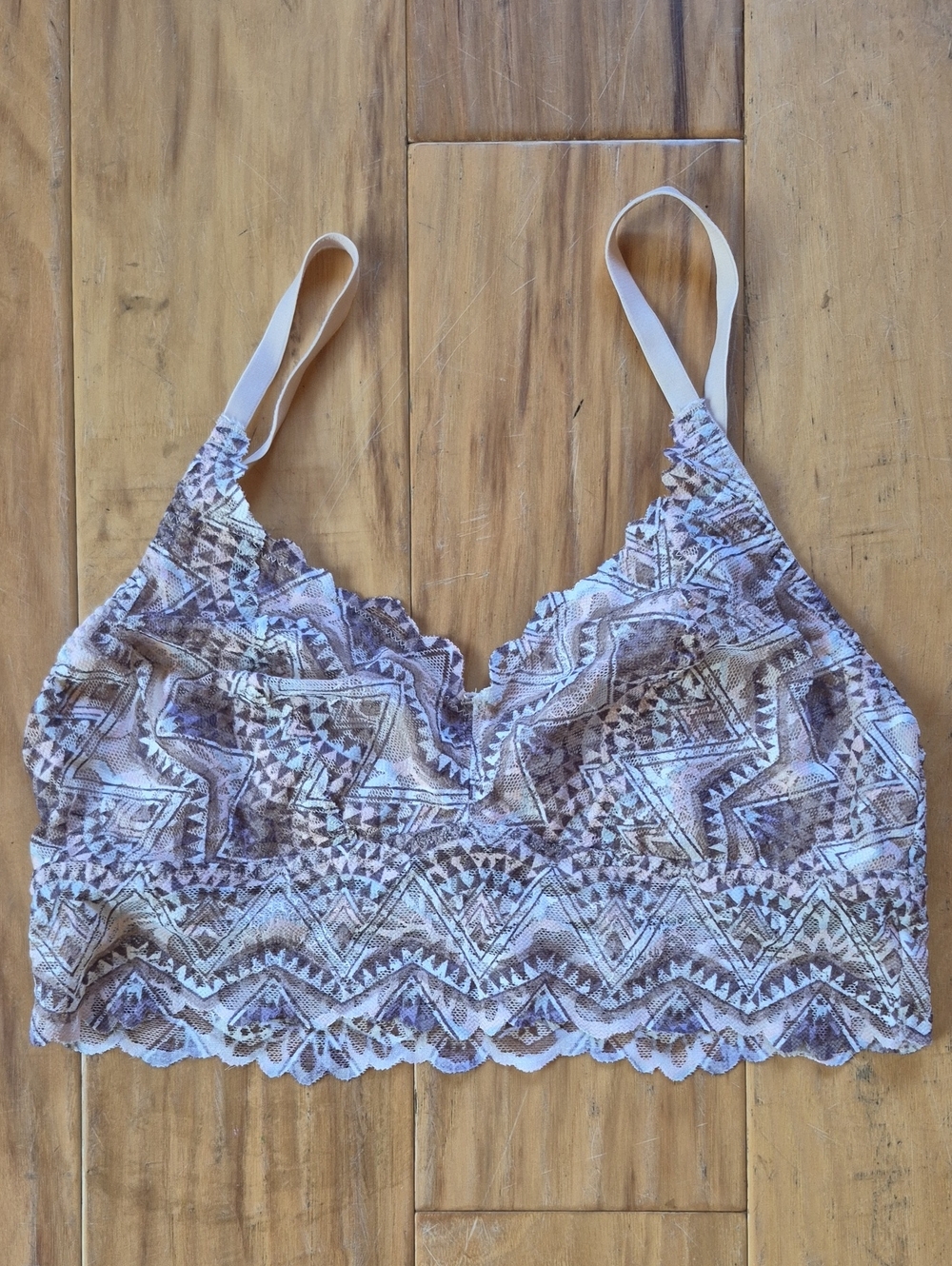 Victoria's Secret Lace Bralette in Neutral Brown & Cream